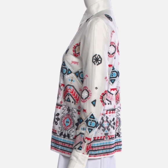 Ermanno Scervino Printed Long Sleeve Button-Up Top Size: XS | US2 Women's Shirt - Picture 2 of 3